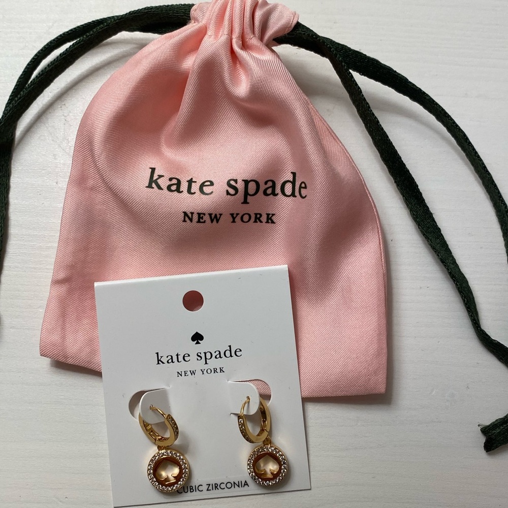 NWT Kate Spade “Spot the Spade” Gold Hoop Earrings